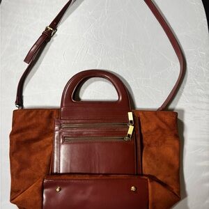 Anthropologie Rich Brown and Tan Shoulder Bag